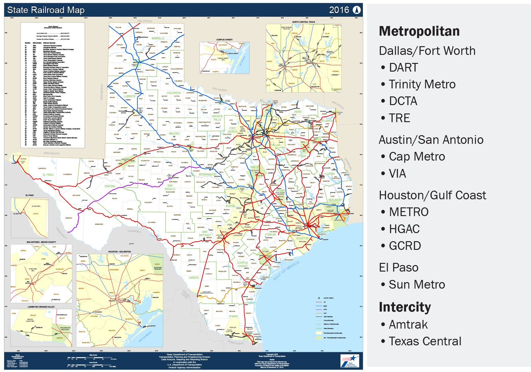 Map showing proposed passenger rail projects